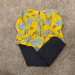 Tea Collection Floral Yellow Top with Leggings Matching Set 6-12 Months